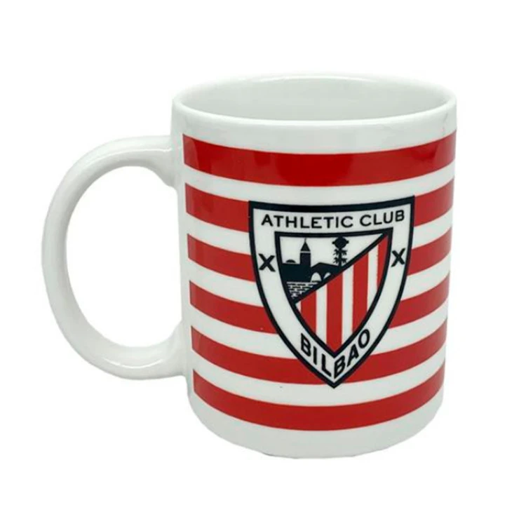 Taza ATH Bilbao Cerámica Con Rayas Y Escudo Athletic Bilbao