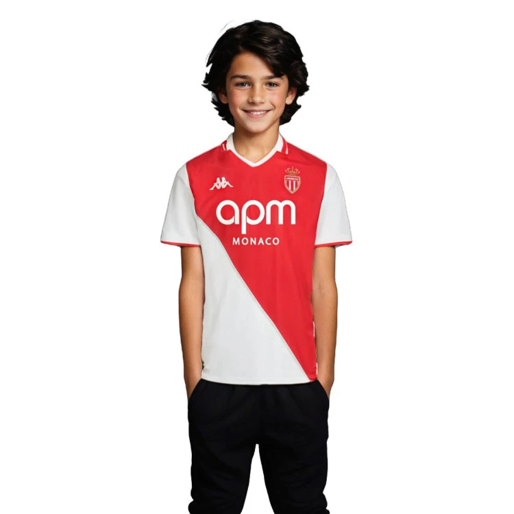 Camiseta Kappa Primera Equipación AS Monaco 2024-2025 Niño