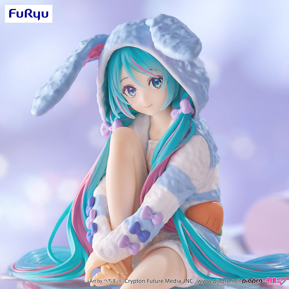 Hatsune Miku - Hatsune Miku Noodle Stopper Figure -Rabbit Ear Hood Pajama Blue Color ver.-