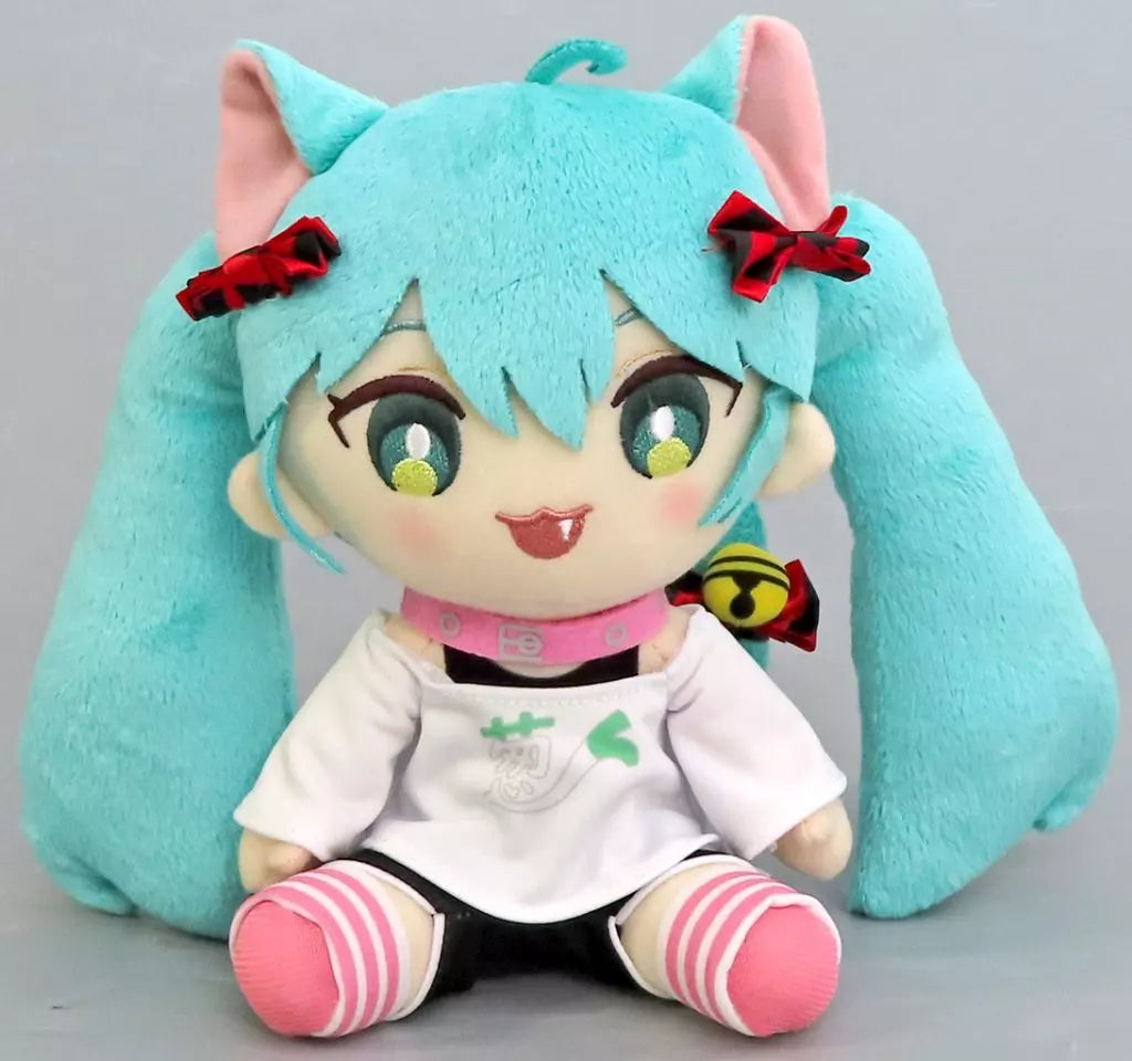 Hatsune Miku Original Plush Toy - Cat-ear T-shirt Ver A (Top of image. eyes open.)