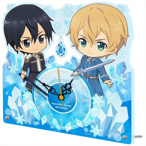 Sword Art Online Alicization War of Underworld Petite Choko Acrylic Table Clock Kirito & Eugeo