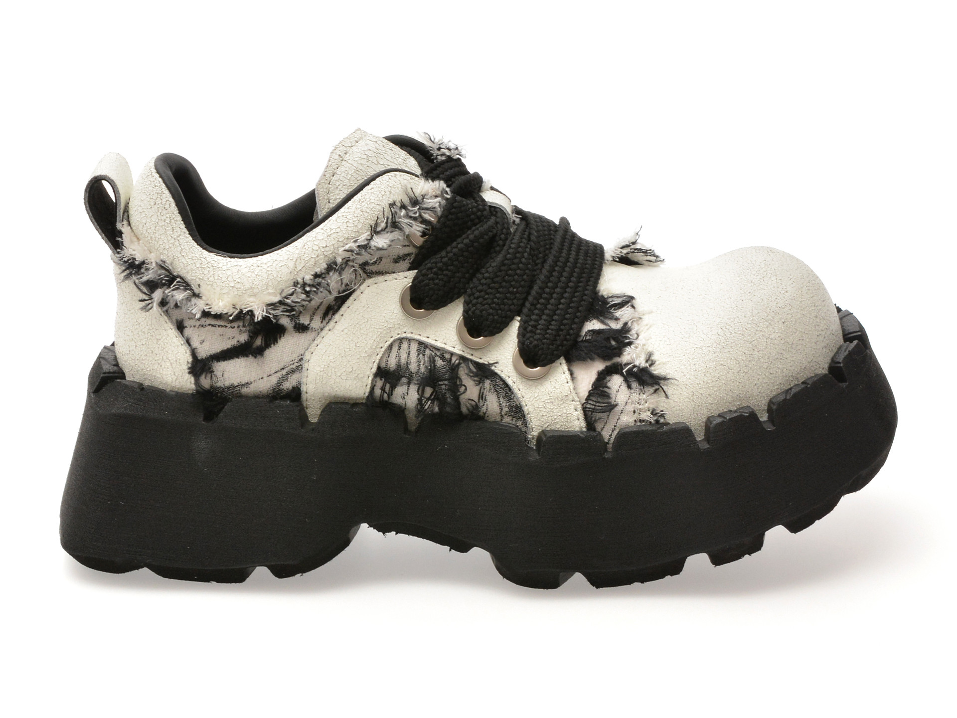 Pantofi sport GRYXX alb-negru, 6891, din material textil si piele naturala