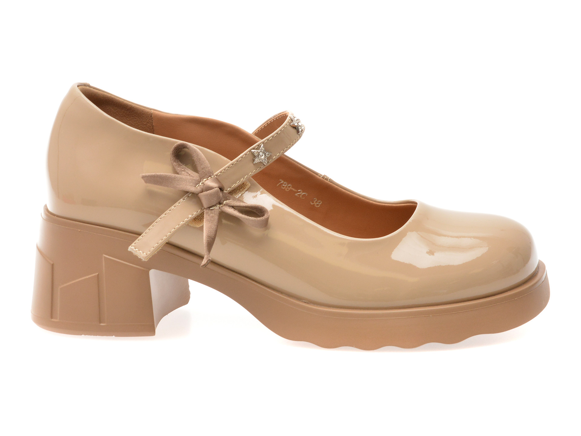 Pantofi GRYXX nude, 789, din piele naturala lacuita