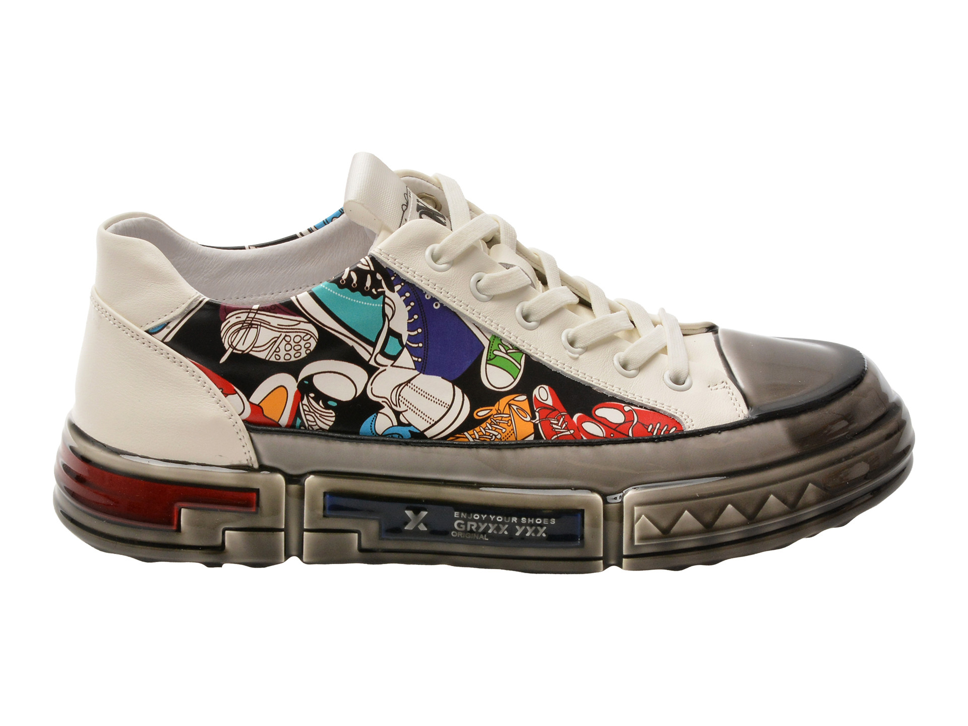 Pantofi sport GRYXX albi, 8501, din piele naturala