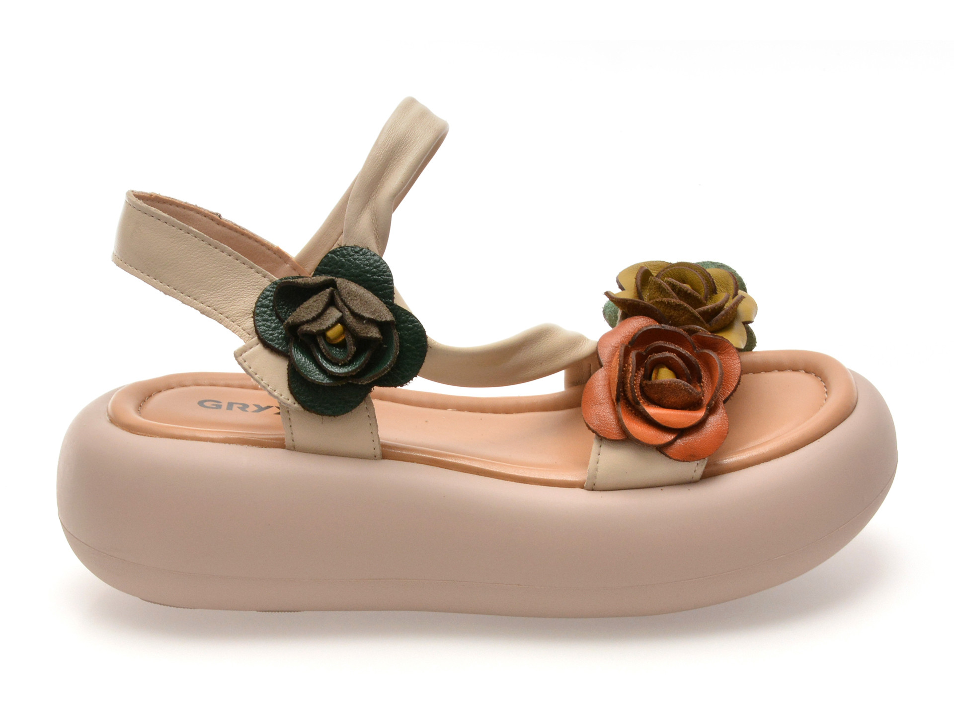 Sandale GRYXX albe, 51656, din piele naturala