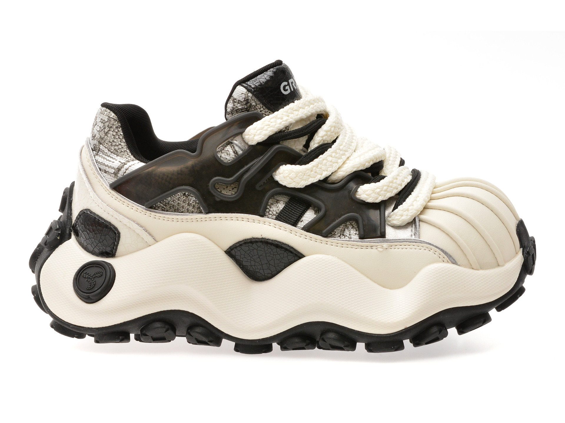 Pantofi sport GRYXX alb-negru, 8610, din piele naturala