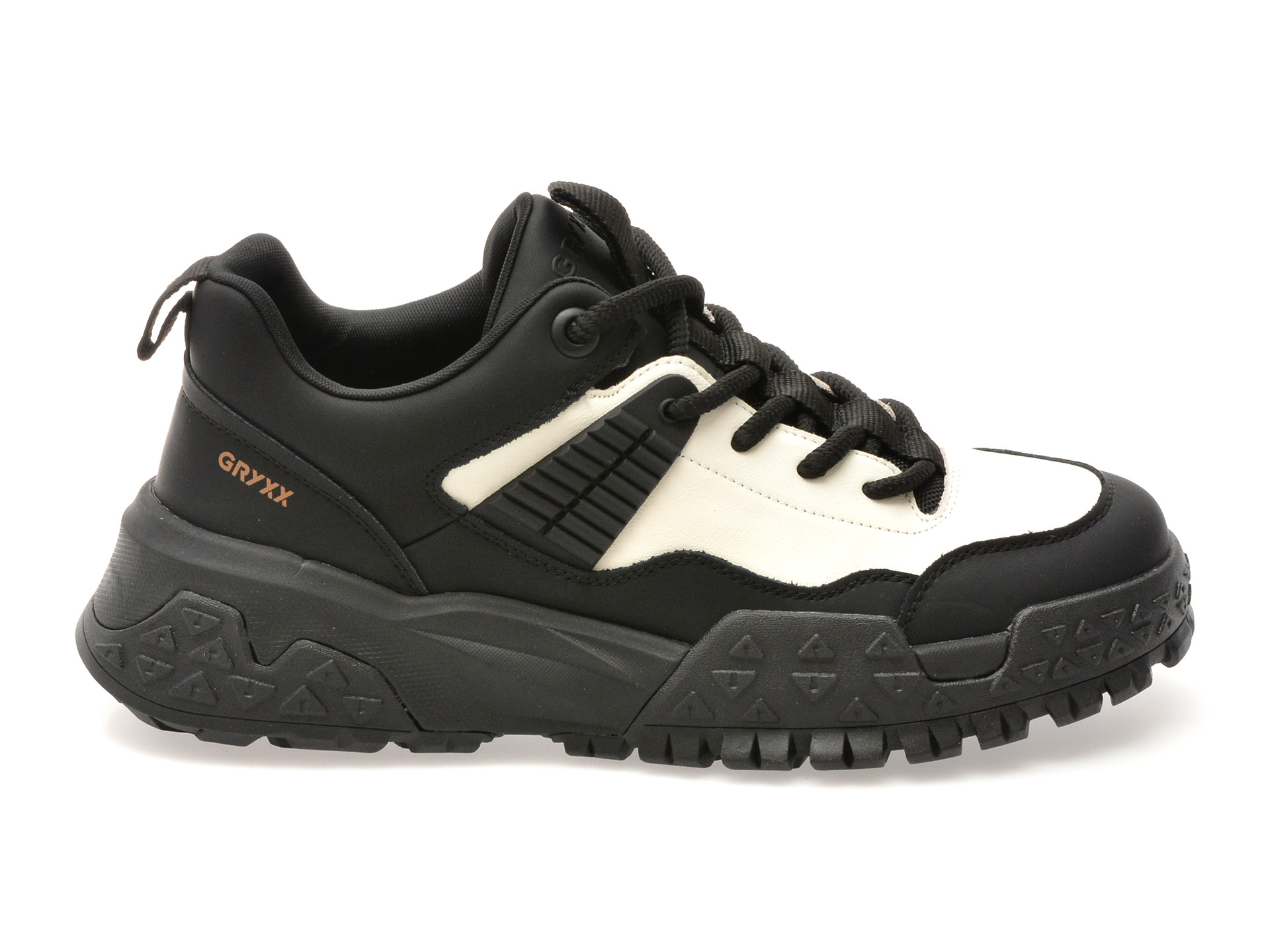 Pantofi sport GRYXX alb-negru, LN7, din piele naturala