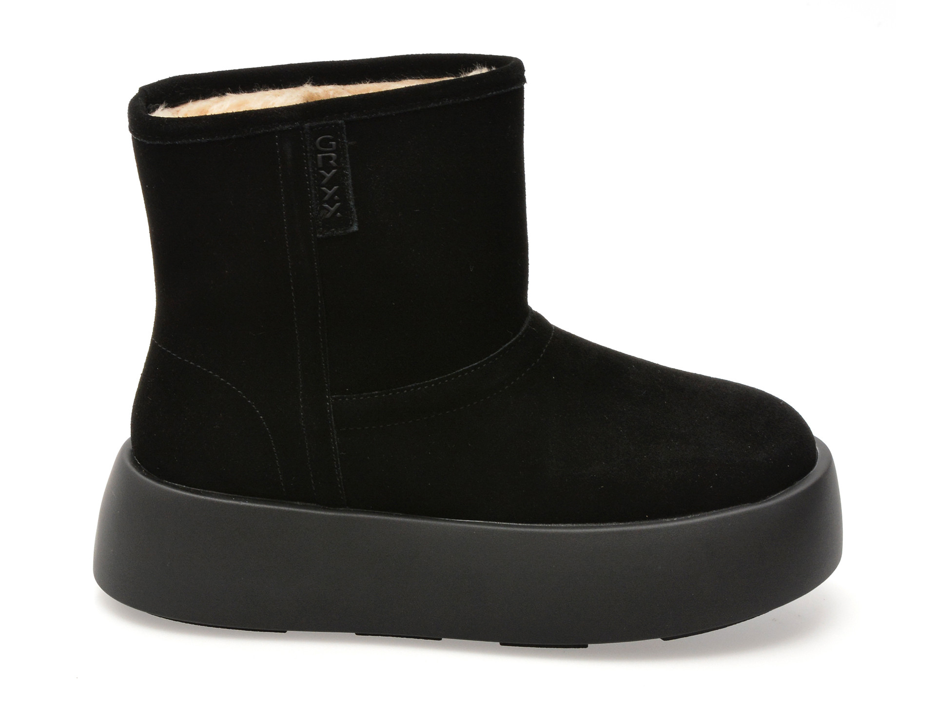 Ghete GRYXX negre, 624M125, din piele intoarsa