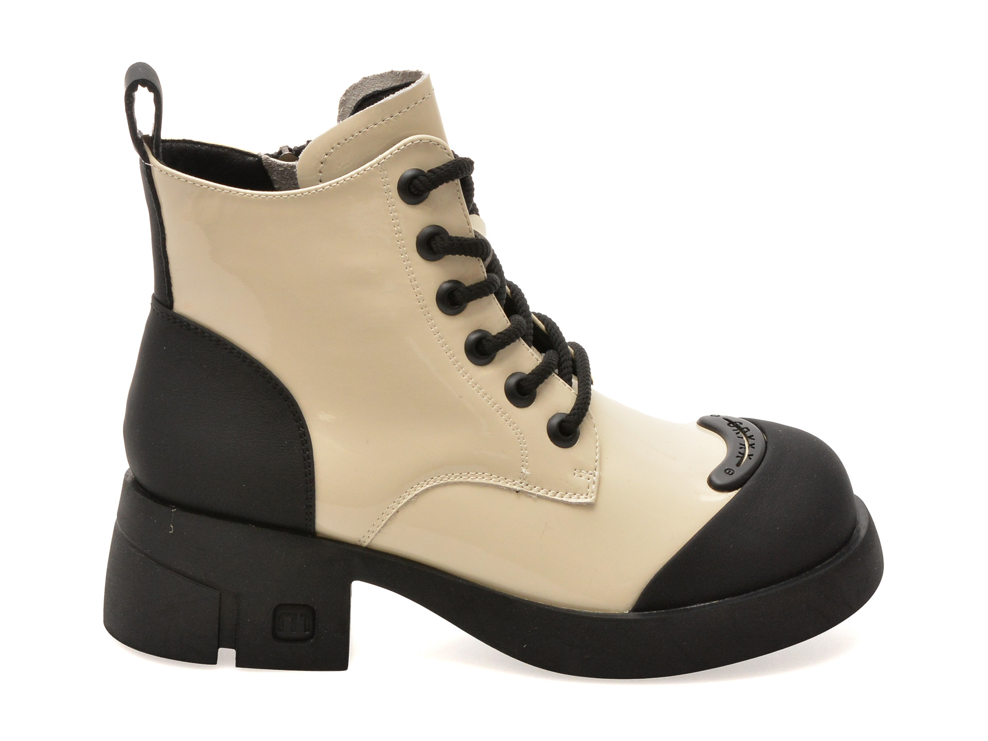 Ghete GRYXX alb-negru, B98, din piele naturala lacuita