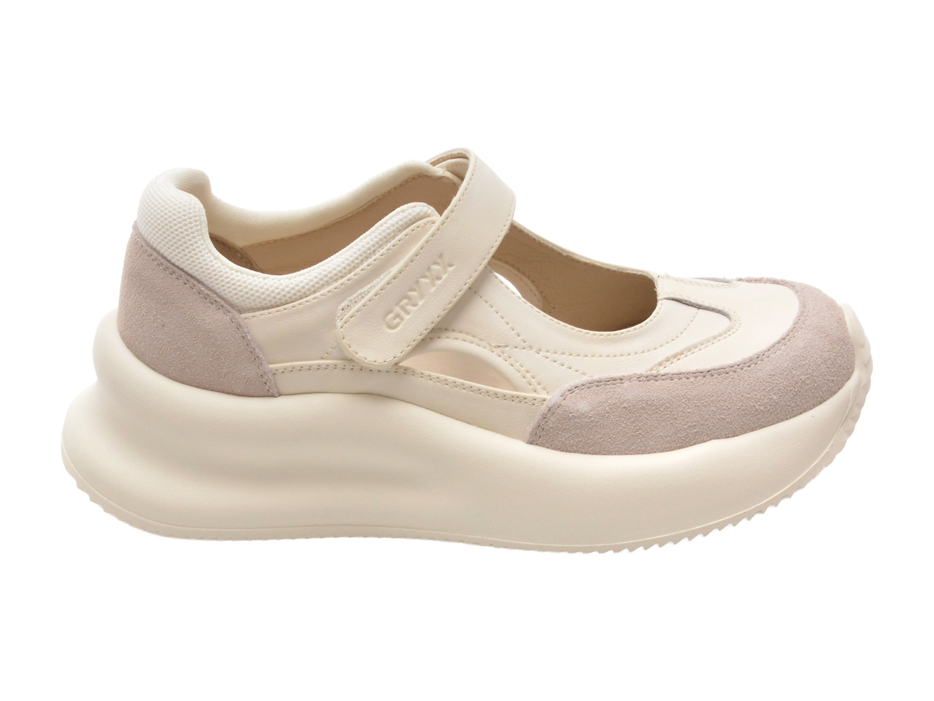 Pantofi sport GRYXX albi, 5L108, din piele naturala