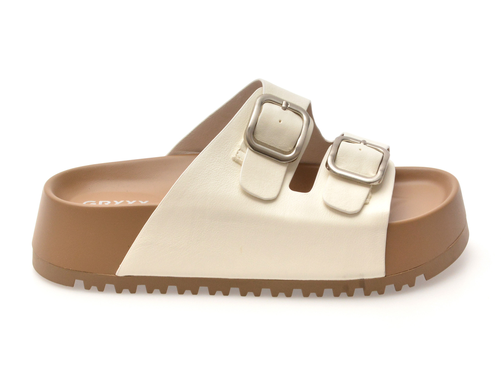 Papuci GRYXX albi, 337120, din piele naturala