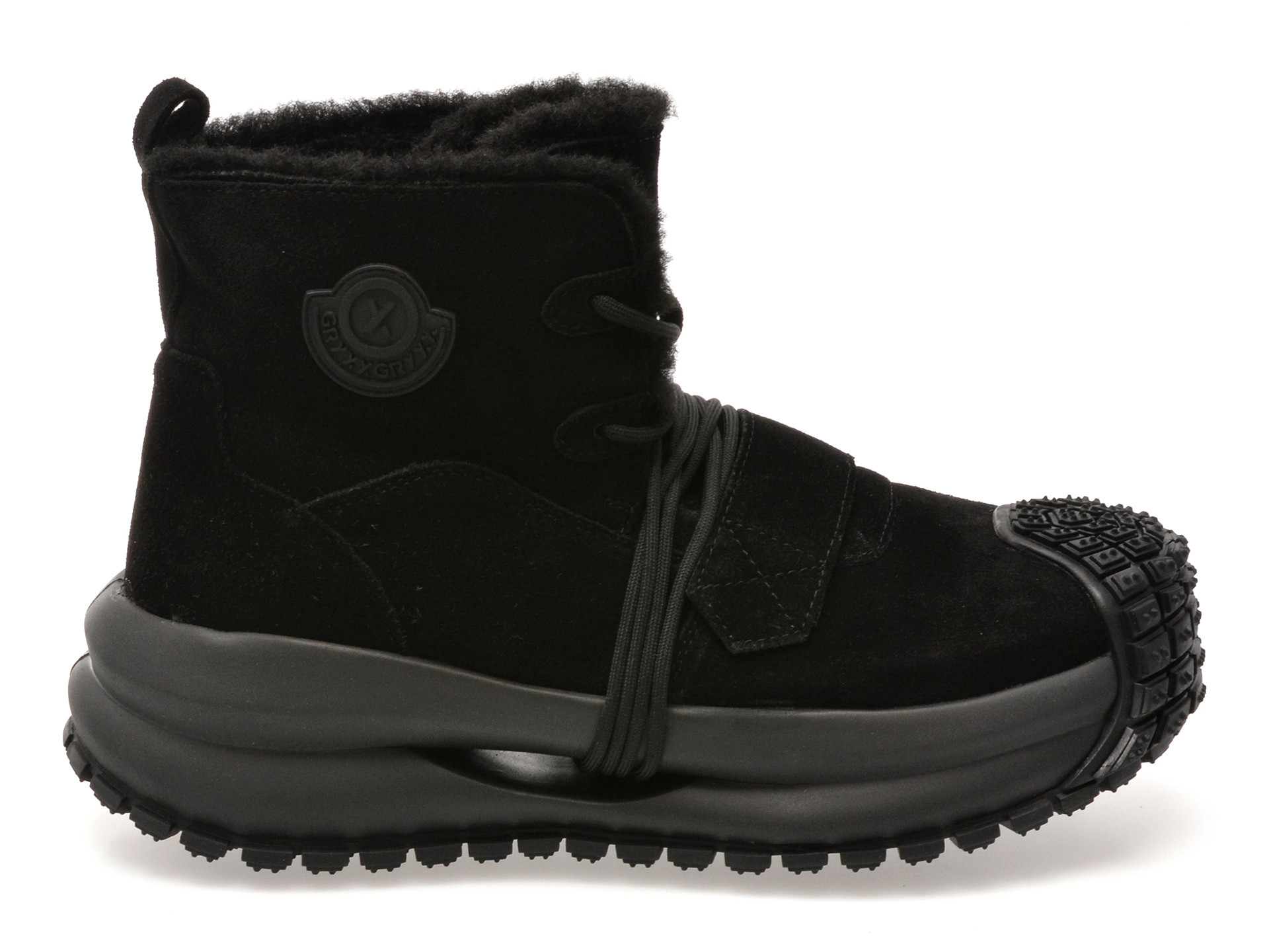 Ghete GRYXX negre, LN12, din piele intoarsa