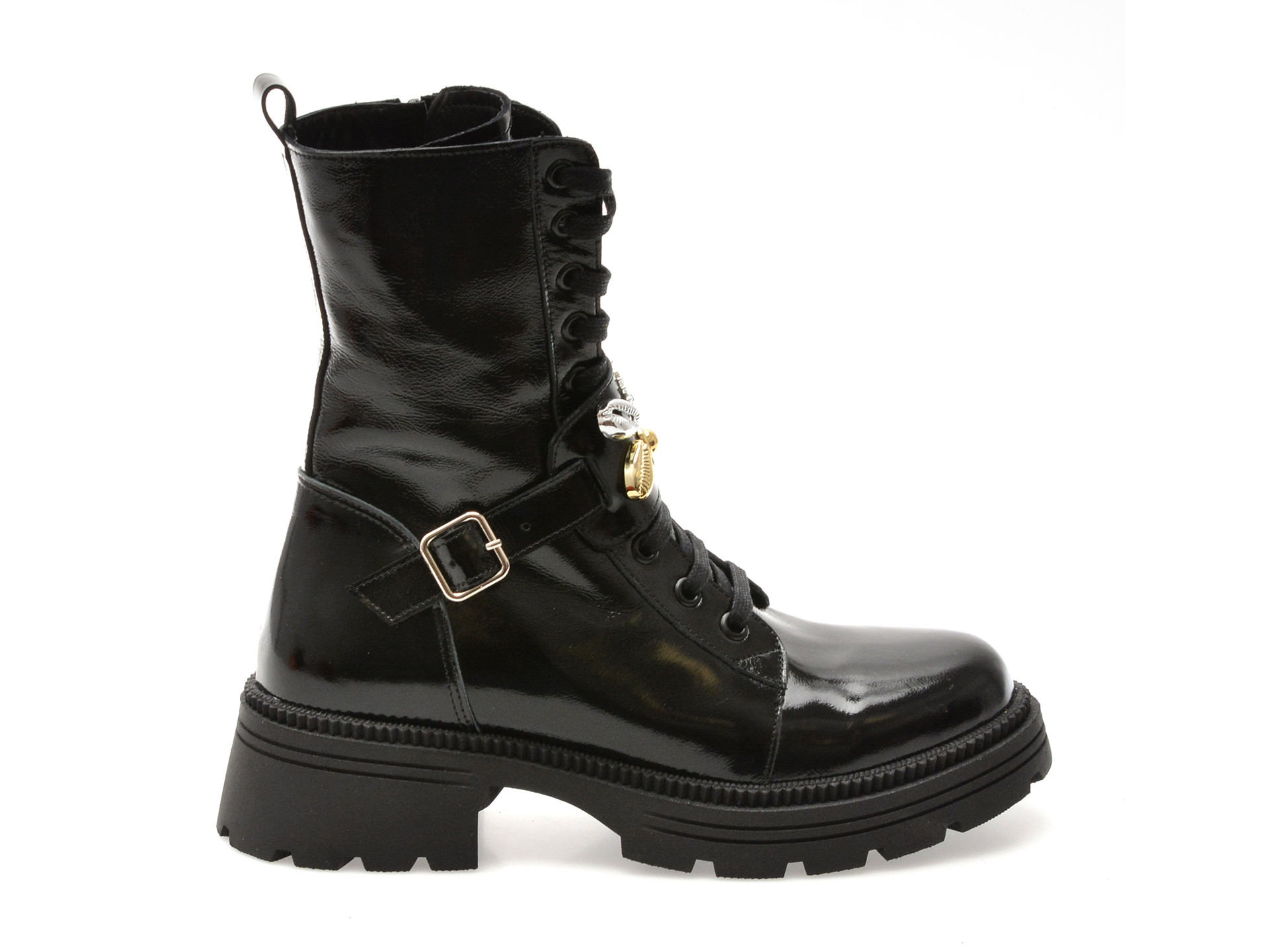 Bocanci GRYXX negri, 2062165, din piele naturala lacuita