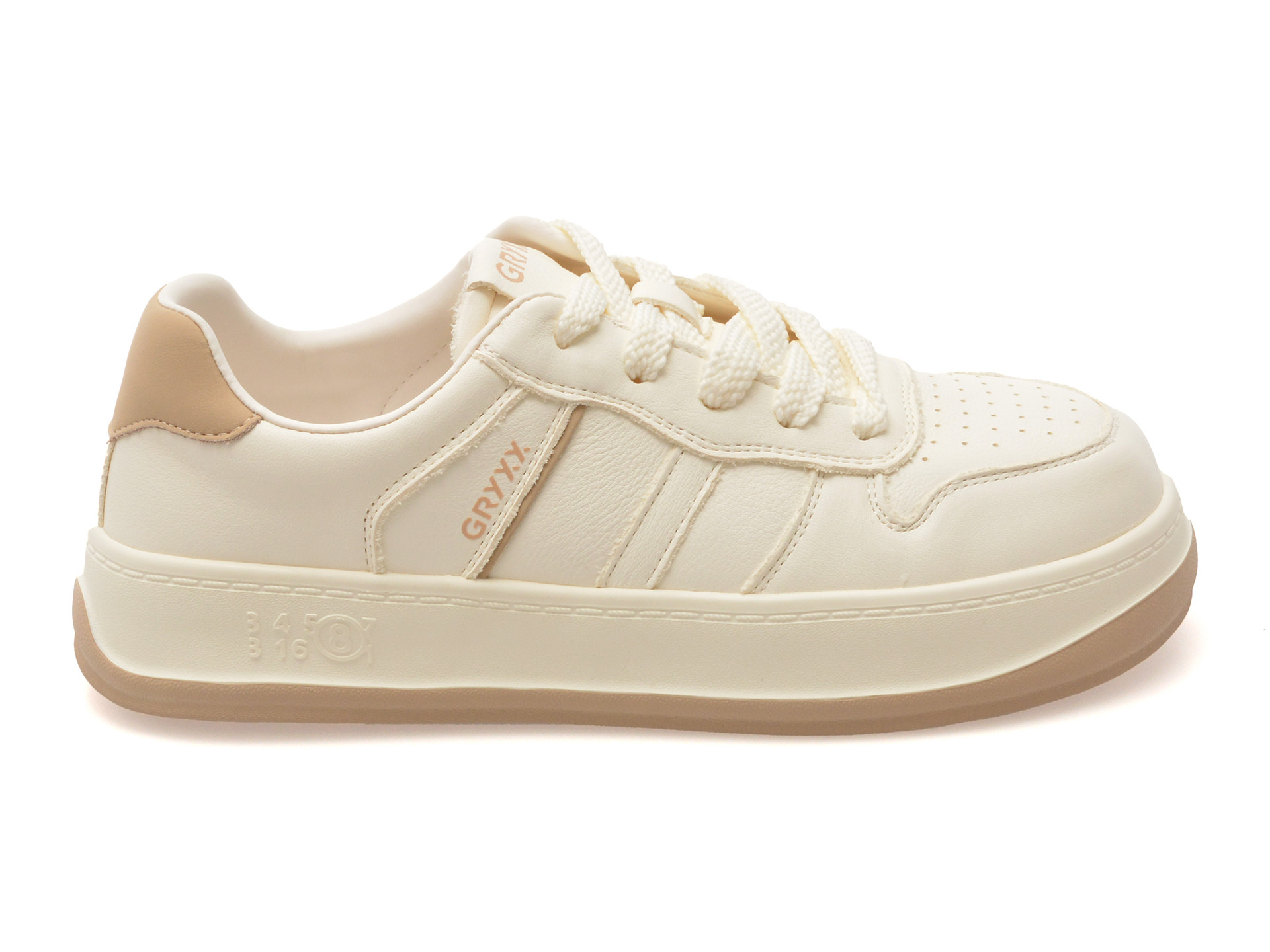 Pantofi sport GRYXX albi, C1180, din piele naturala