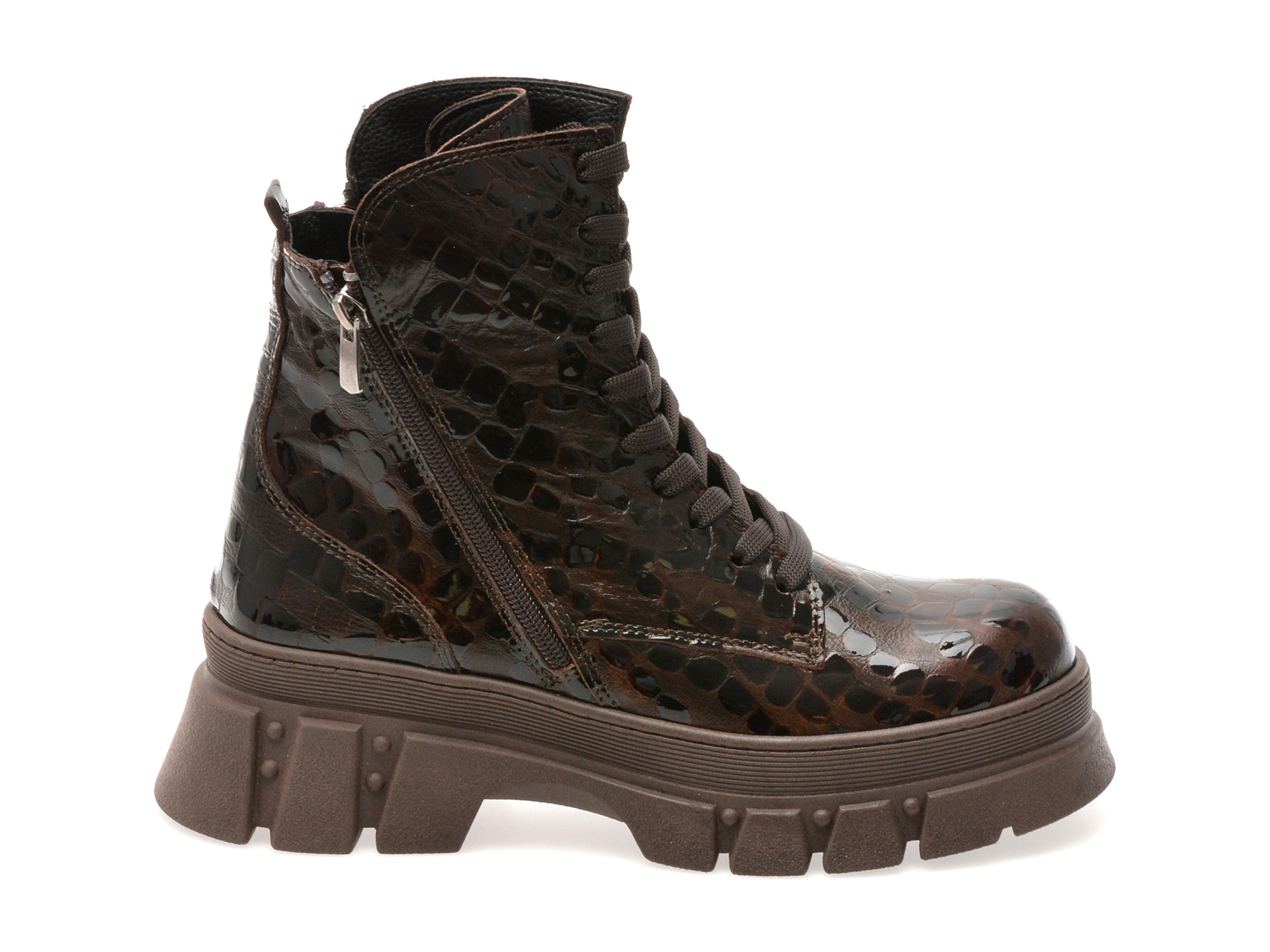 Ghete GRYXX maro, 091T113, din piele naturala lacuita