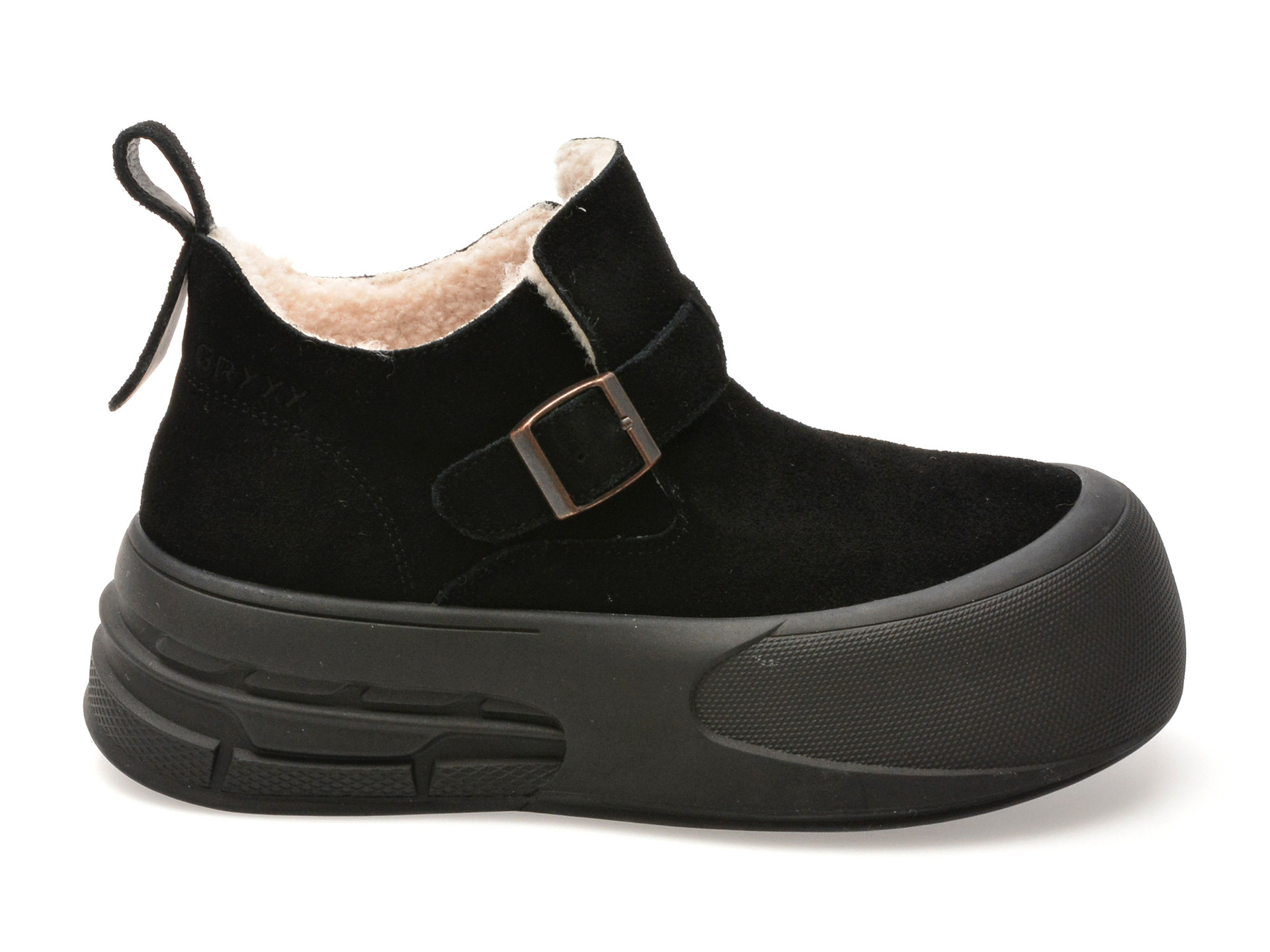 Ghete GRYXX negre, A6623, din piele intoarsa