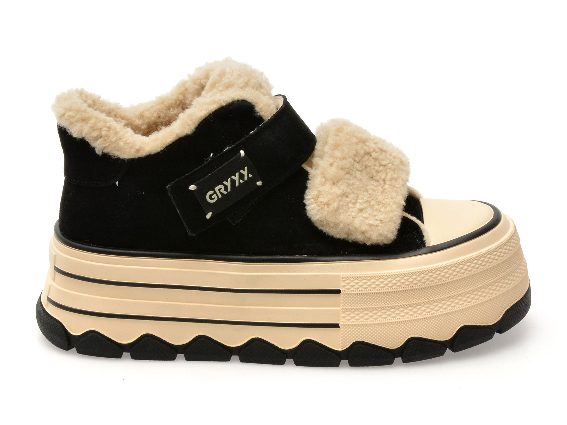 Ghete GRYXX negre, 624D150, din piele intoarsa