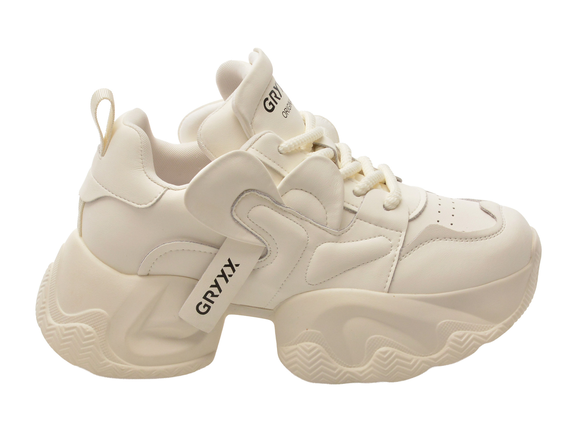 Pantofi sport GRYXX albi, 5958, din piele naturala