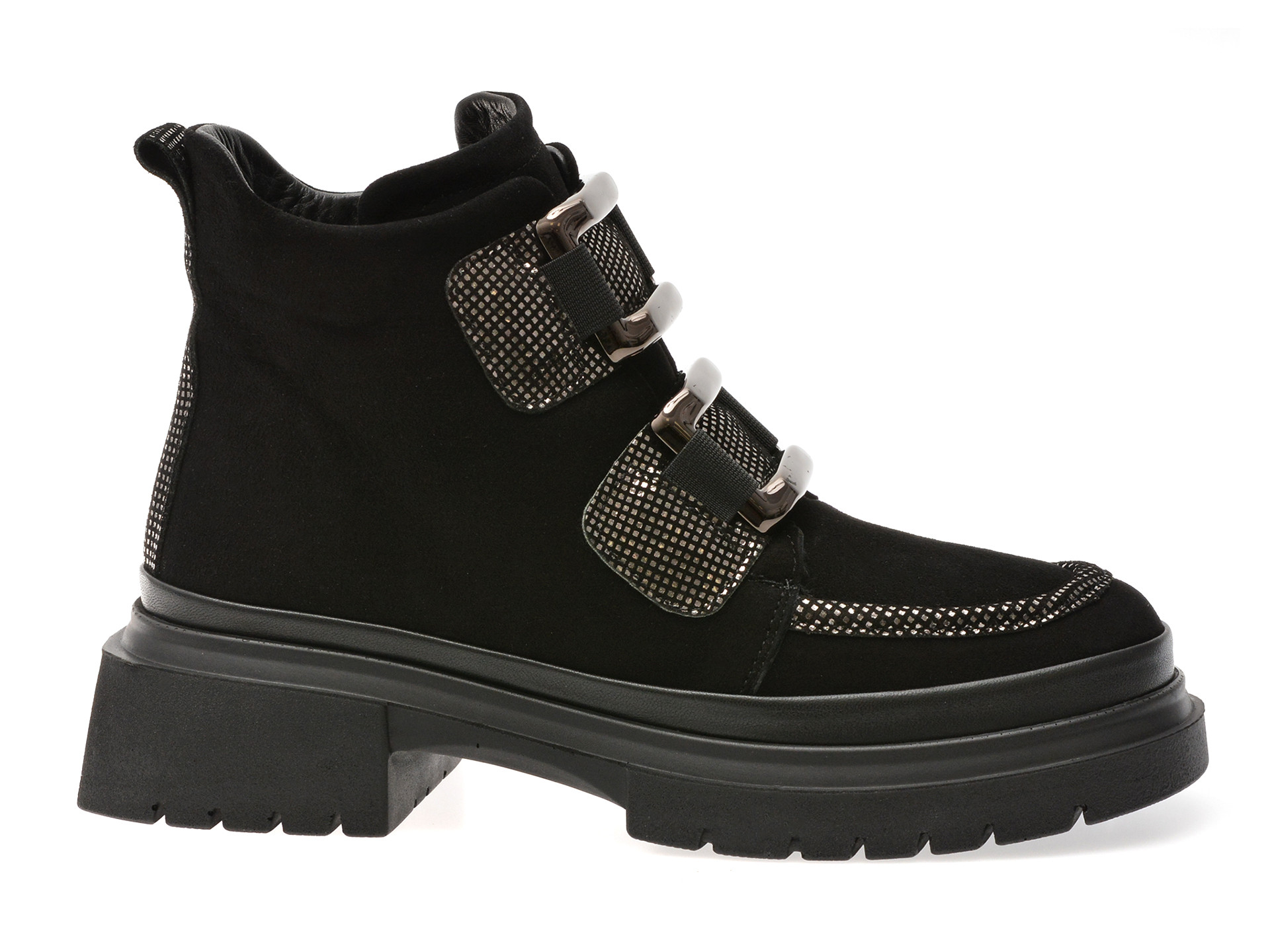 Ghete GRYXX negre, 386469, din piele intoarsa