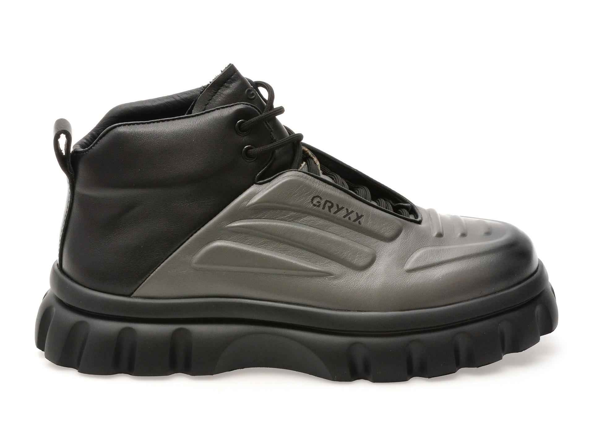 Ghete GRYXX gri, LN39, din piele naturala