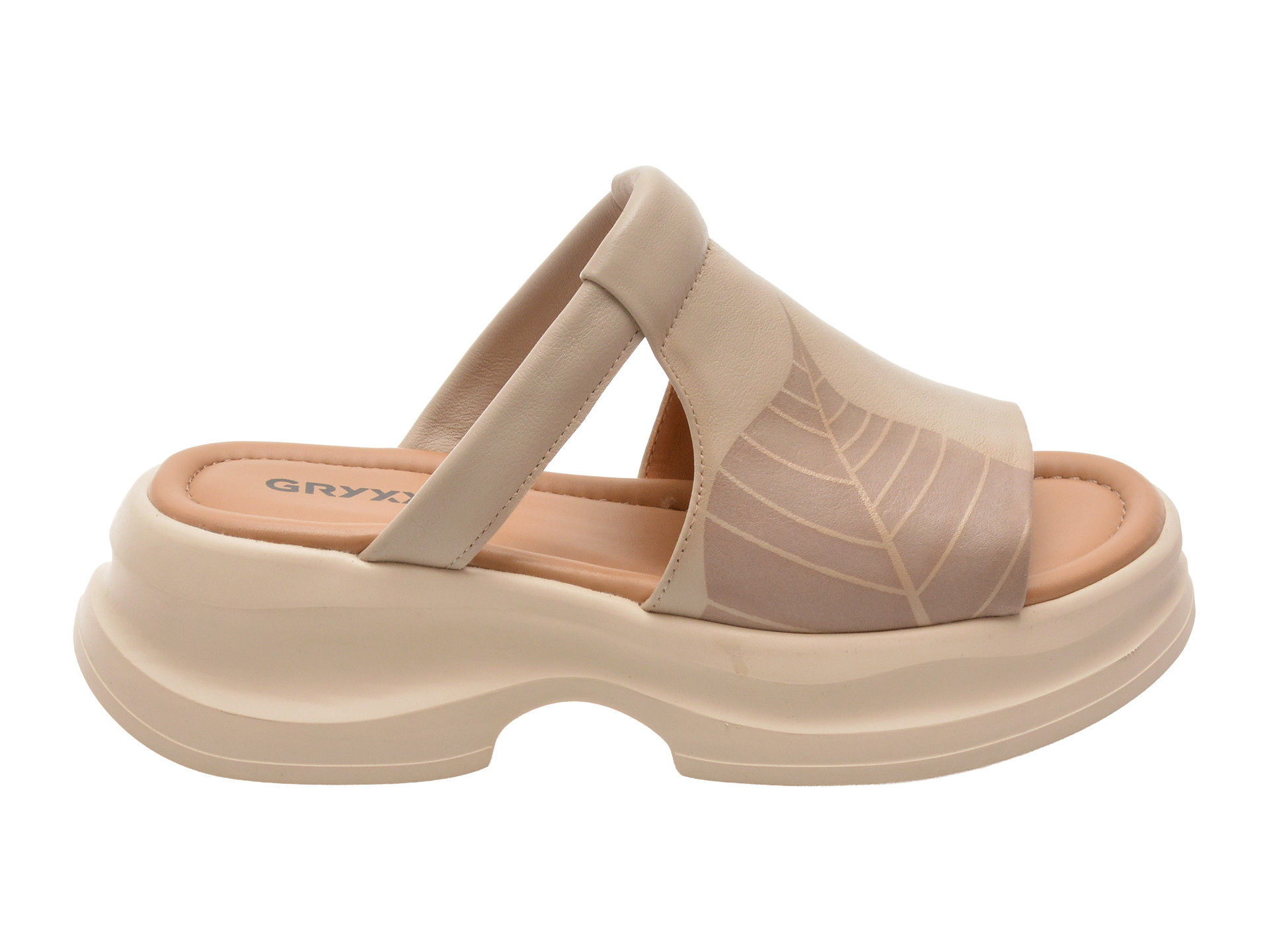 Papuci GRYXX bej, 28619, din piele naturala