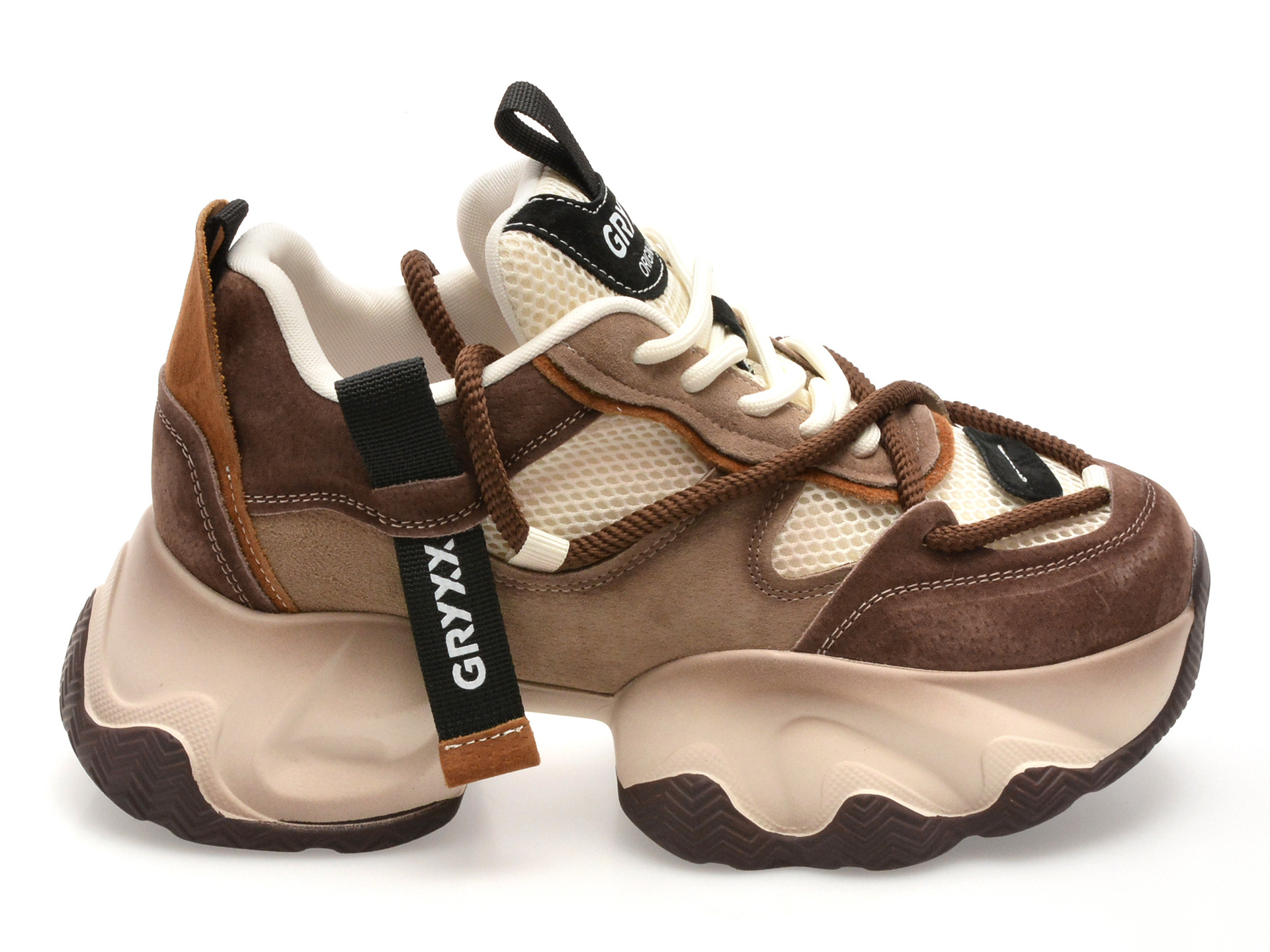 Pantofi sport GRYXX maro, 3281, din material textil si piele naturala