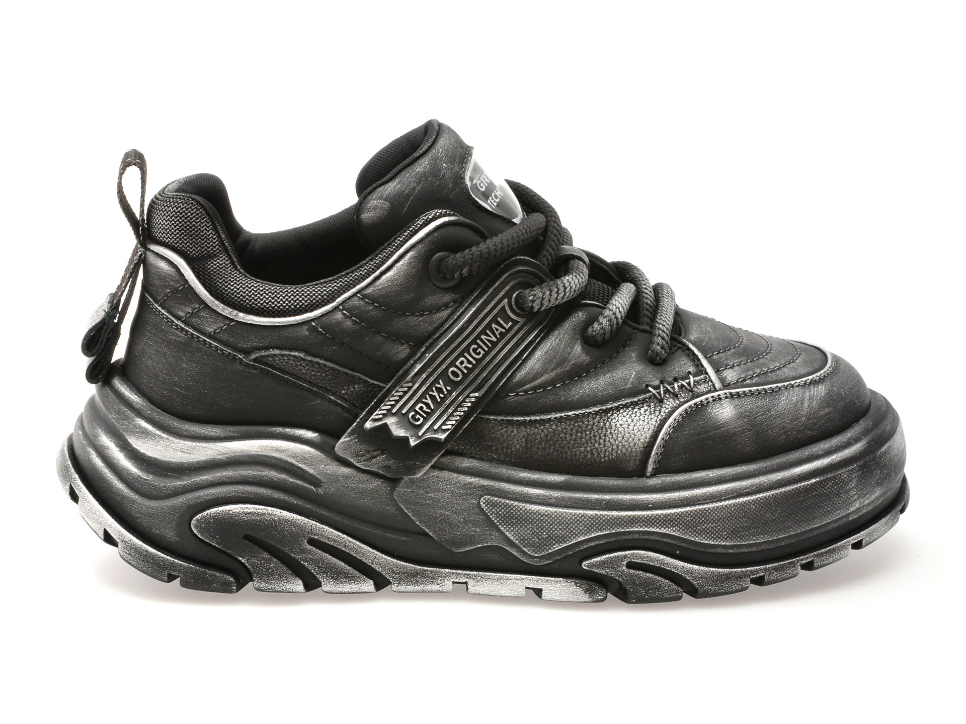 Pantofi sport GRYXX negri, 3655, din piele naturala