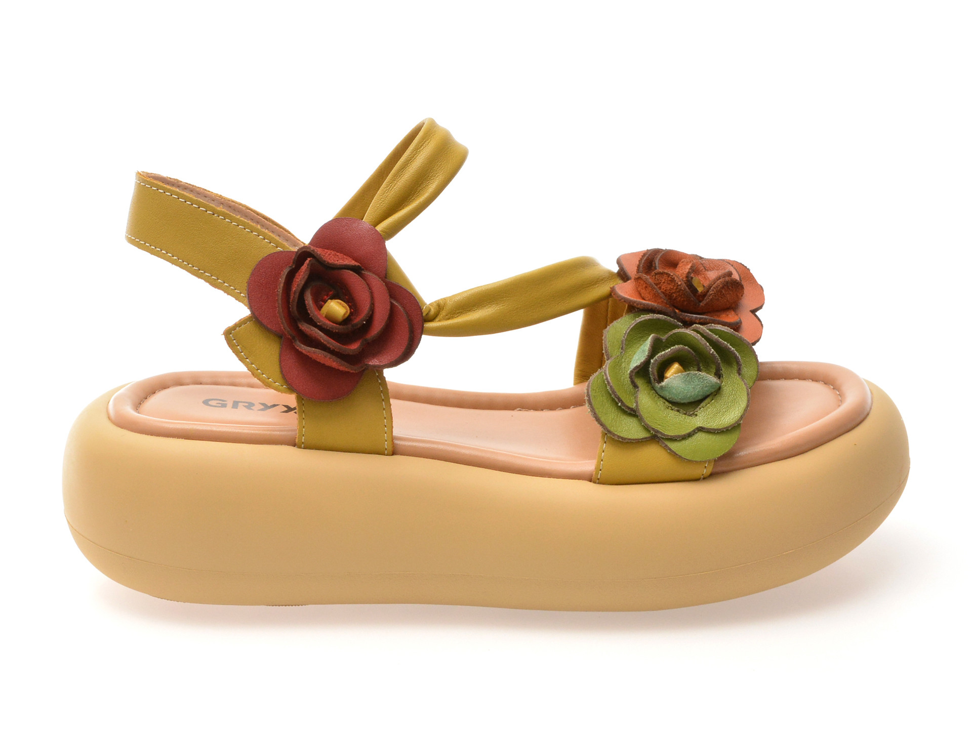 Sandale GRYXX galbene, 51656, din piele naturala