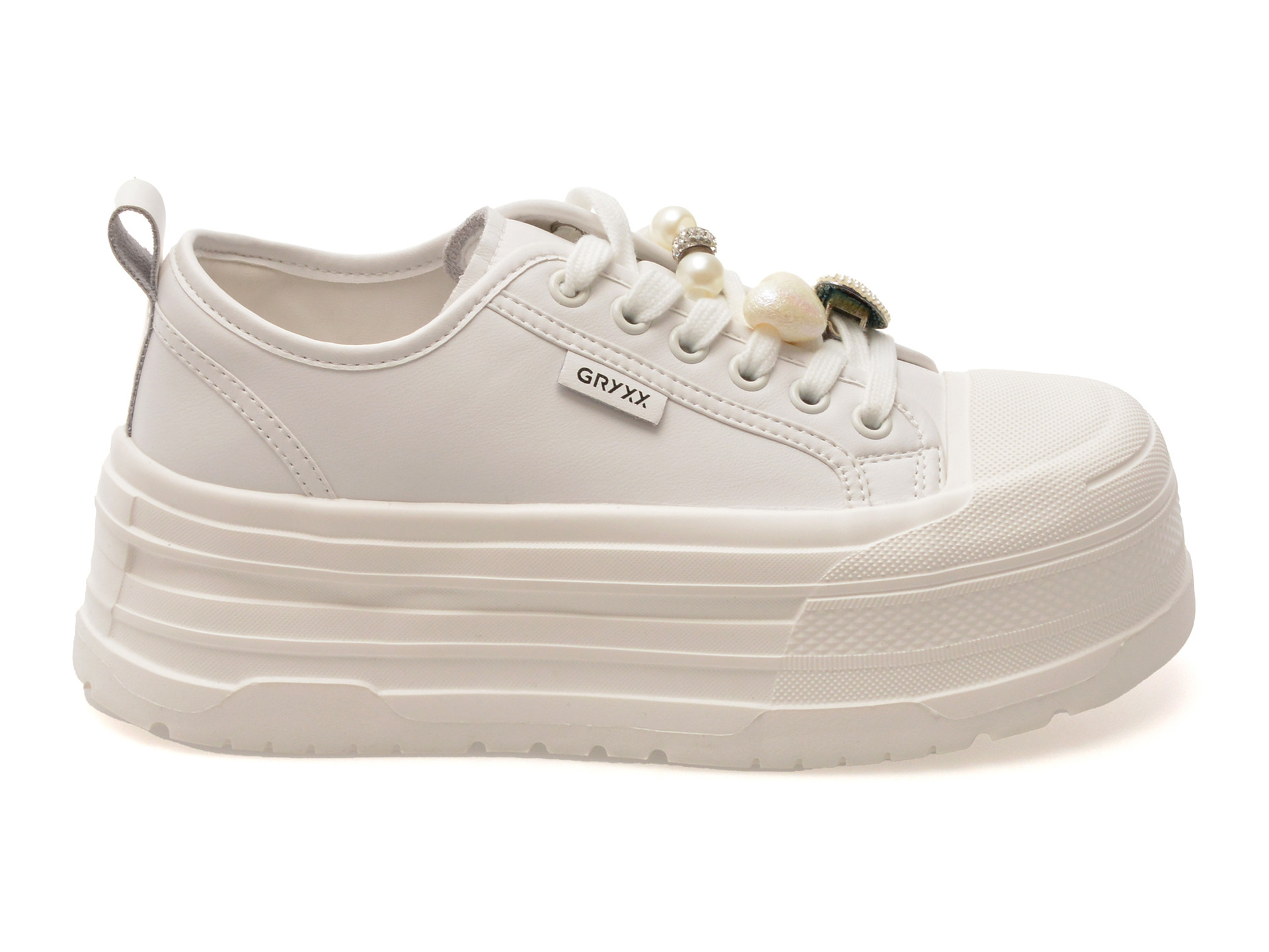 Pantofi sport GRYXX albi, R625D91, din piele naturala