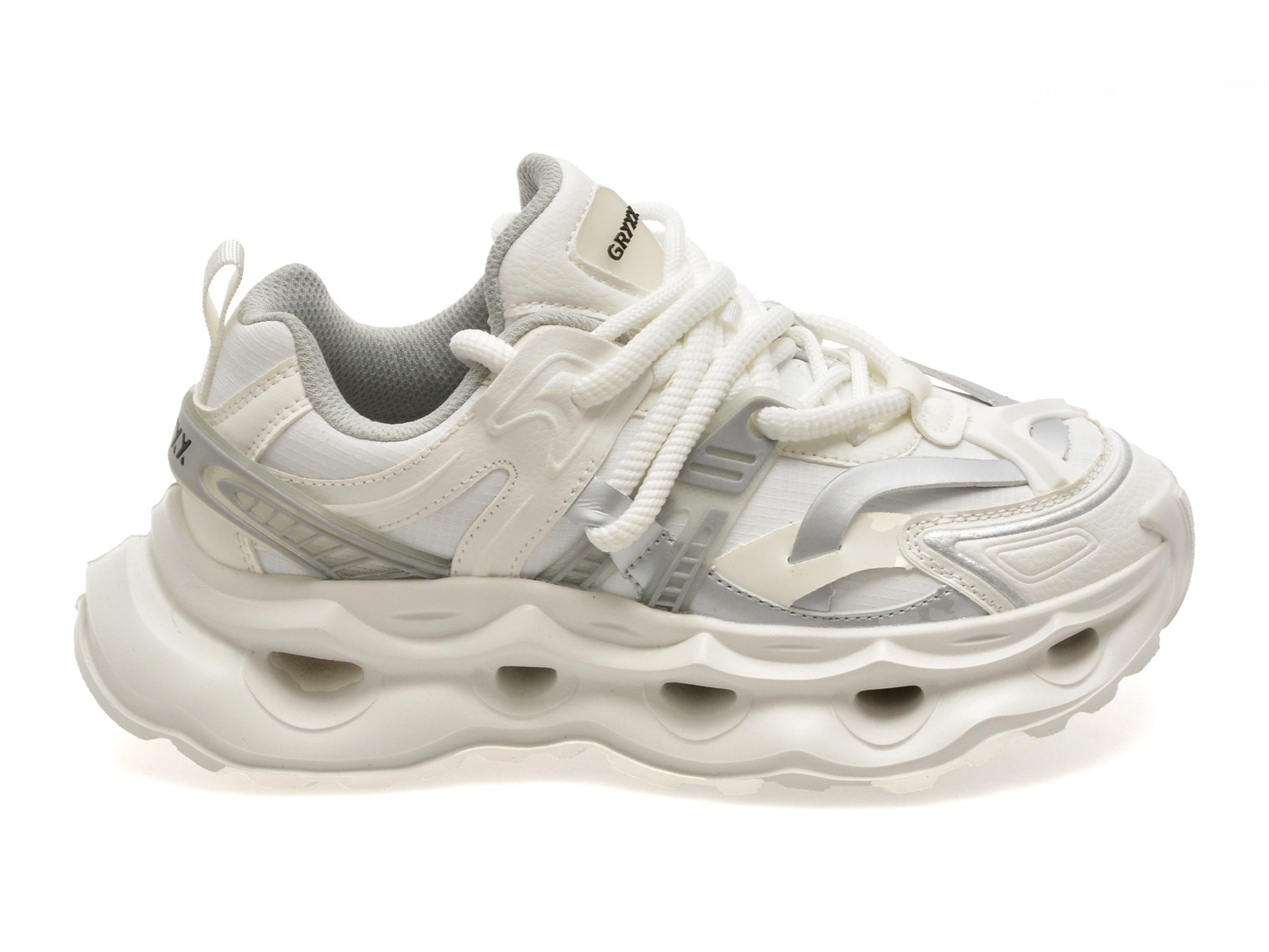 Pantofi sport GRYXX albi, 80410, din piele naturala