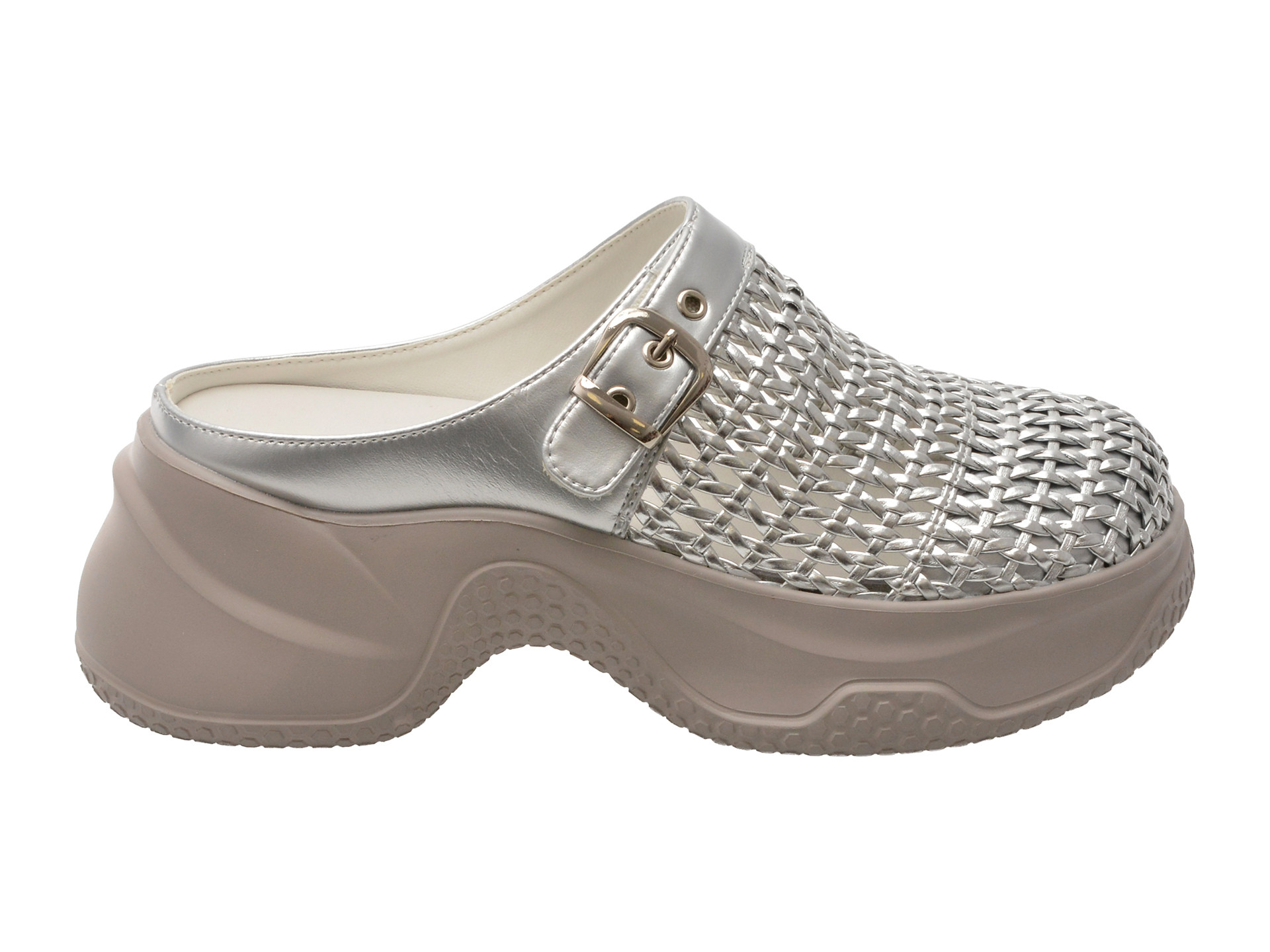 Papuci GRYXX argintii, 2511, din piele ecologica