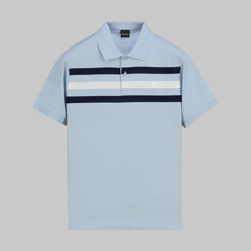 POLO YAKA ÖNÜ ÇİZGİLİ SİYAH TİŞÖRT