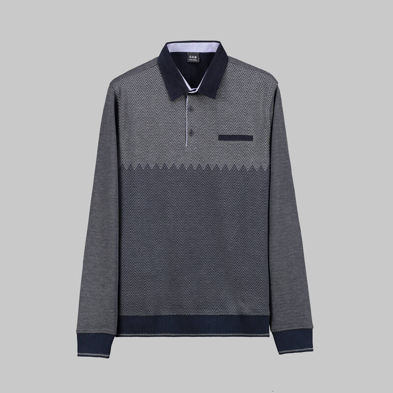 CCS POLO YAKA LACİVERT SWEATSHIRT