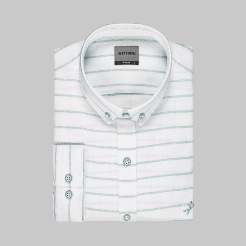 GOIAS UZUN KOL ÇİZGİLİ YEŞİL GÖMLEK