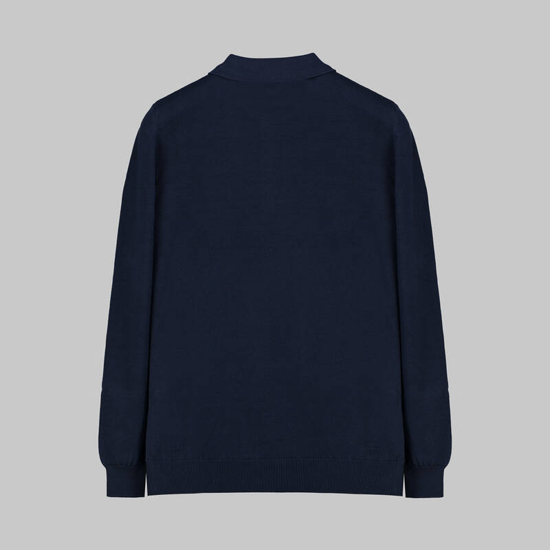 DÜĞMELİ POLO YAKA LACİVERT TRİKO KAZAK