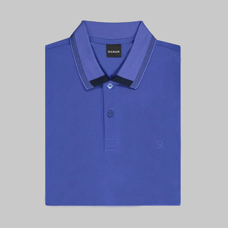 POLO YAKA BİYE DETAYLI İNDİGO TİŞÖRT