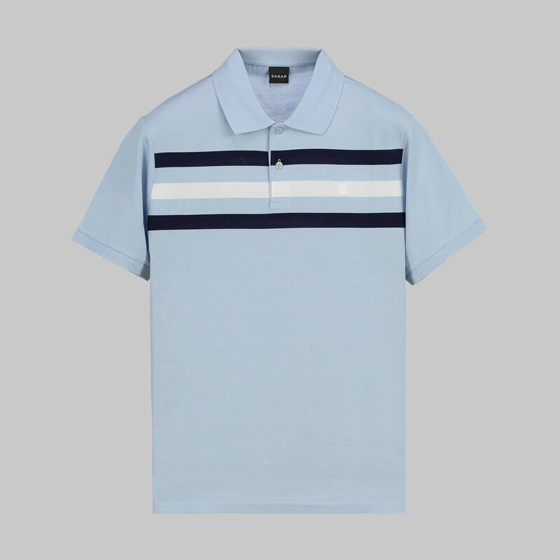 POLO YAKA ÖNÜ ÇİZGİLİ SİYAH TİŞÖRT