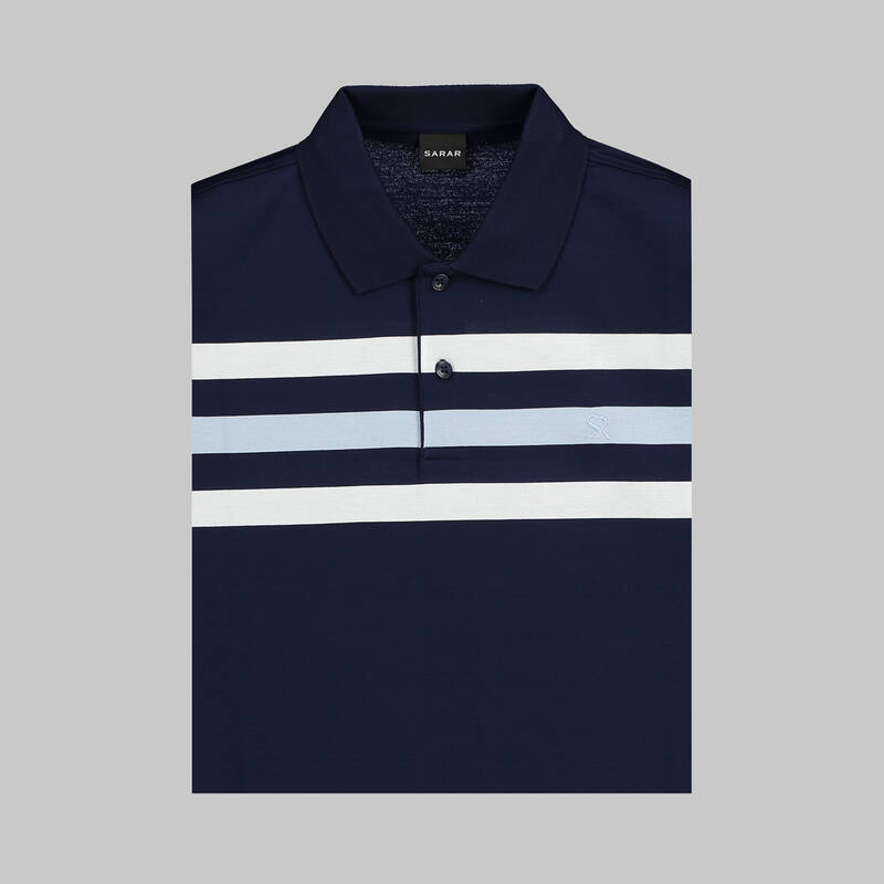 POLO YAKA ÖNÜ ÇİZGİLİ SİYAH TİŞÖRT