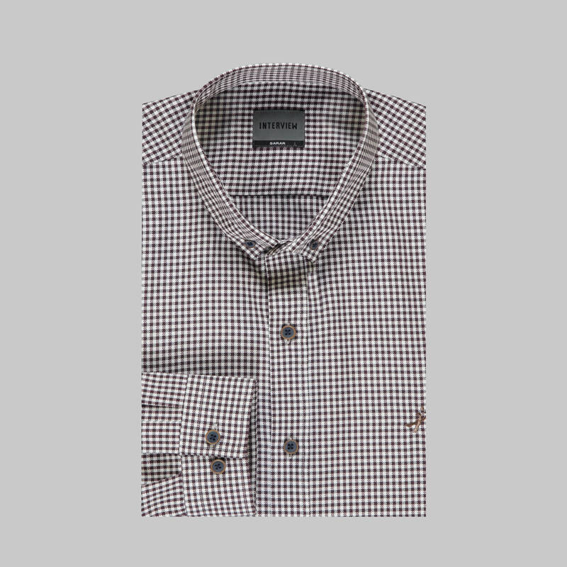 GOIAS KARELİ KOYU KAHVERENGİ GÖMLEK