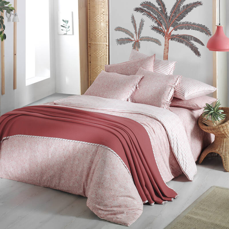 EVA RIVA ÇİFT KİŞİLİK KIRMIZI PİKE TAKIMI NEVRESİM SET