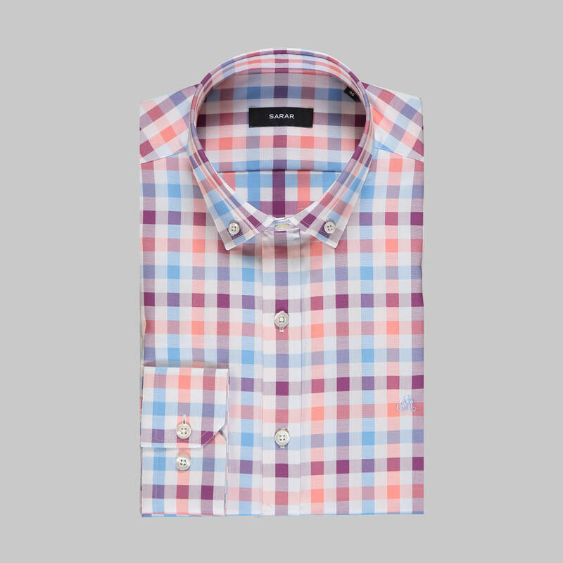 ELETA SLIMEO EKOSE MAVİ GÖMLEK