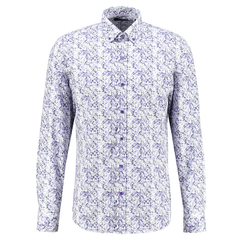 ELETA DESENLİ SLİM LİLA GÖMLEK