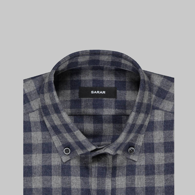 ELETA UZUN KOL KARELİ LACİVERT GÖMLEK