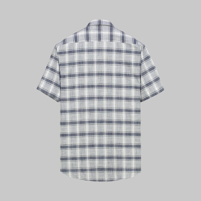 ELETA KISA KOLLU EKOSE LACİVERT GÖMLEK