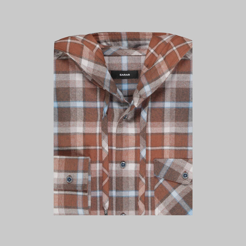 NORA KAPÜŞONLU KAHVERENGİ GÖMLEK