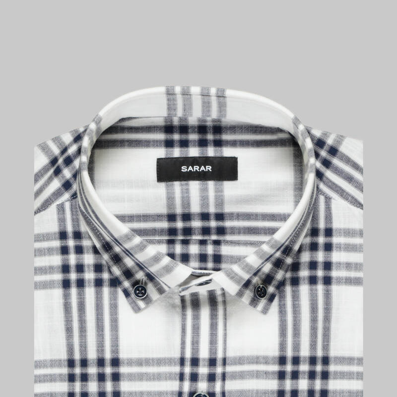 ELETA EKOSE SLİM MAVİ GÖMLEK