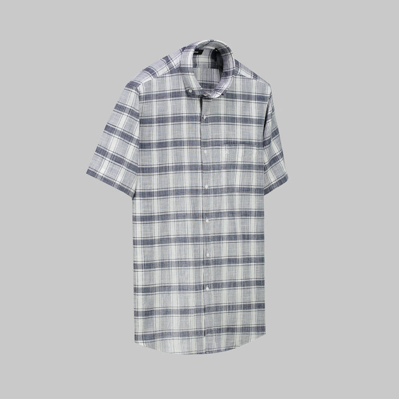 ELETA KISA KOLLU EKOSE LACİVERT GÖMLEK