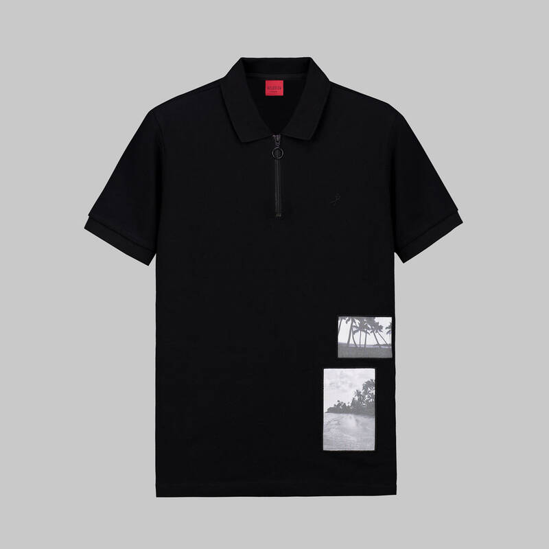 POLO YAKA BASKILI BEYAZ T-SHIRT