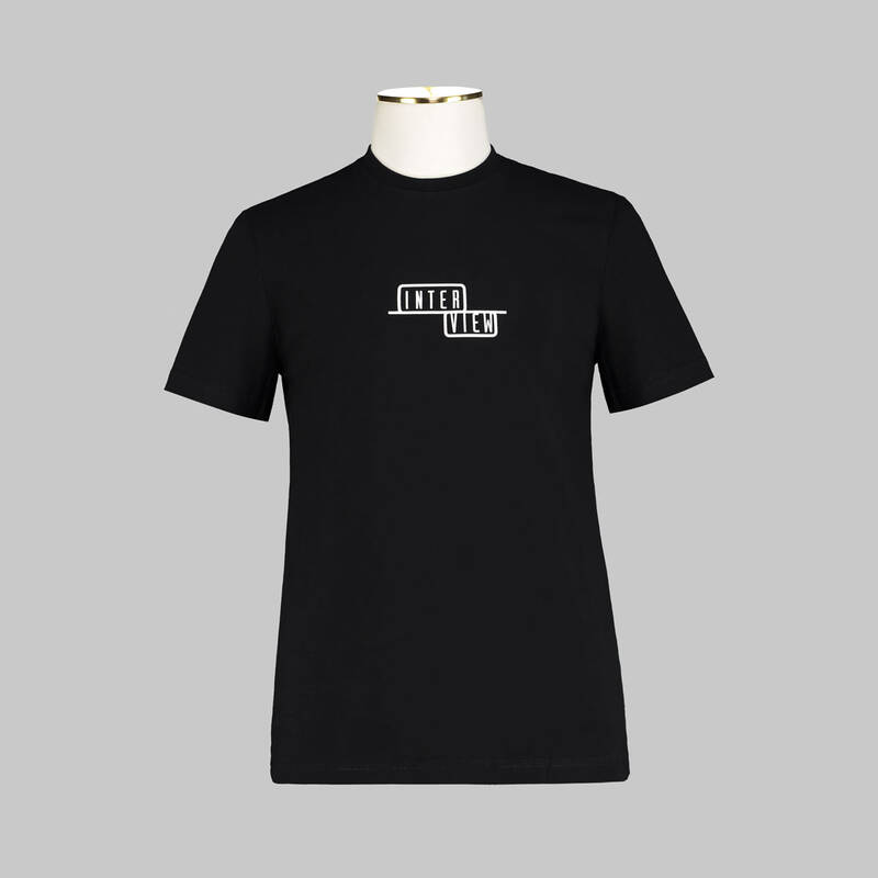 INTERVIEW BİSİKLET YAKA KISA KOL SİYAH T-SHIRT