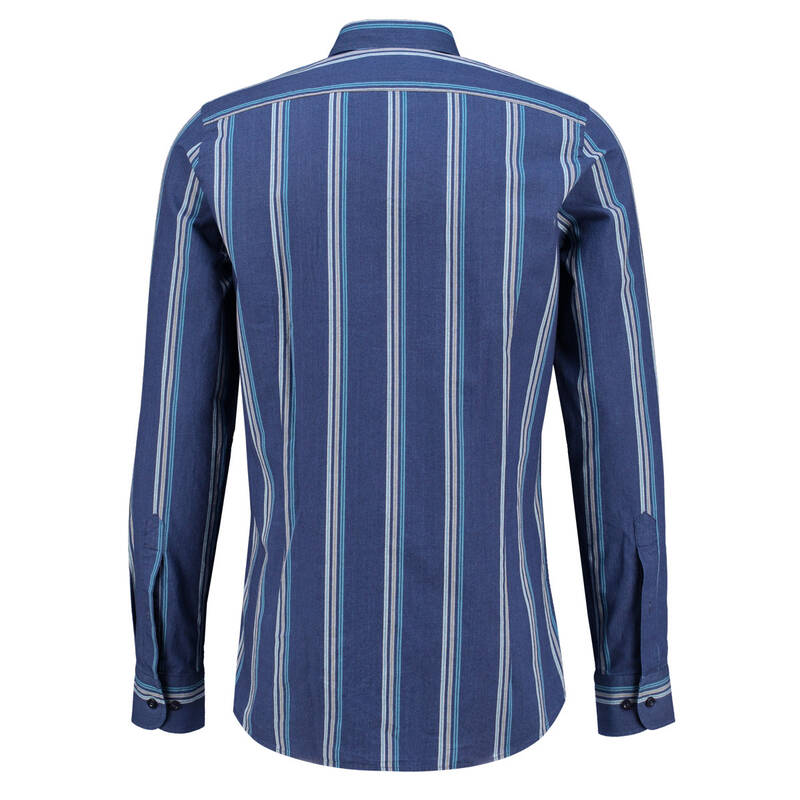 ELETA ÇİZGİLİ LACİVERT GÖMLEK